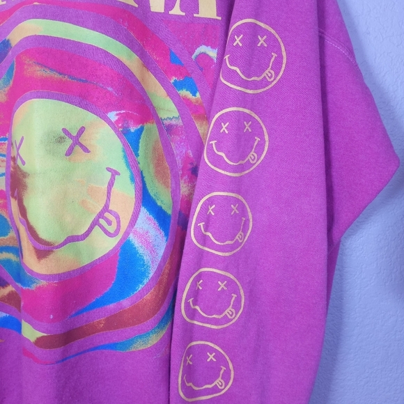 Urban Outfitters Overdyed Pink Nirvana Oversized Baggy Comfy Grunge Sweatshirt - Picture 6 of 11
